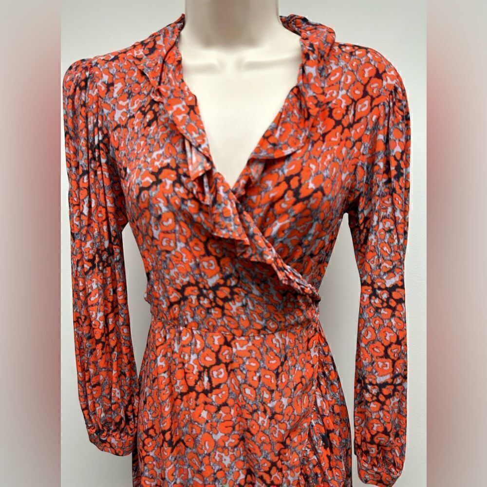 Maje Ruffle-Trimmed Leopard-Print Crepe Mini Wrap… - image 4